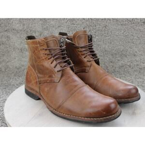 Timberland City Brown Leather 6" Side Zip Cap Toe Boots Mens 9